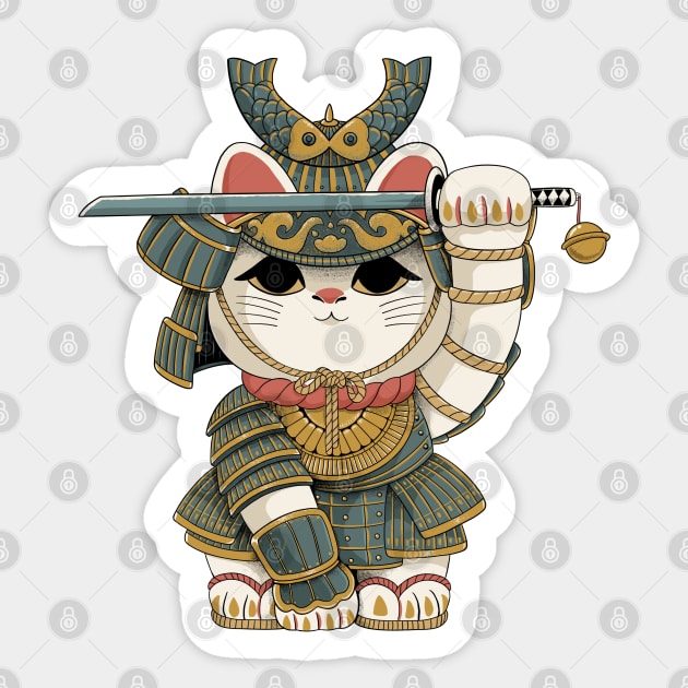 Lucky Cat Samurai Sticker by ppmid